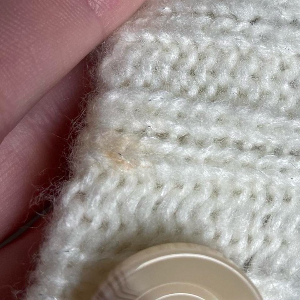 Y2K fuzzy white fair isle cardigan - Picture 7 of 8